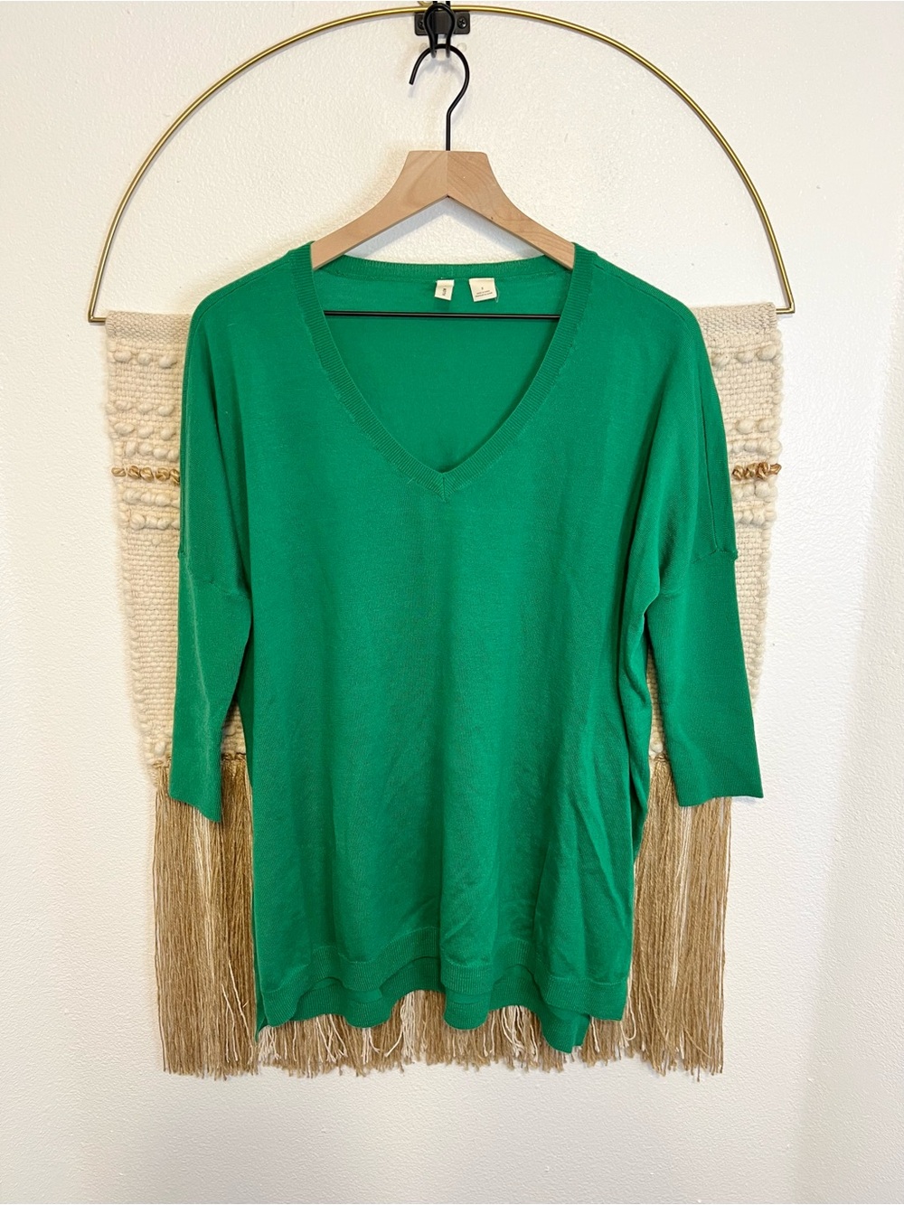 Anthropologie Moth Kelly Green Short Sleeve Sweater S